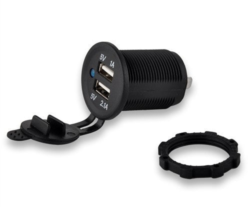 Dual USB power socket - ROUND - 4x4 And More