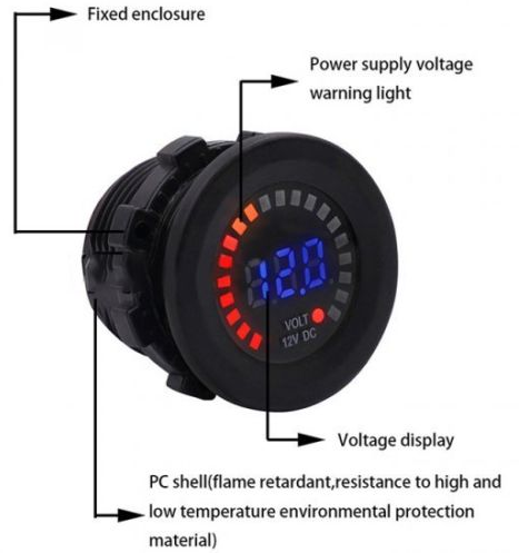 12v colorful voltmeter round - 4x4 And More
