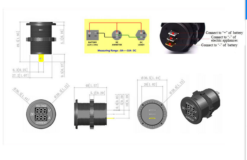 Volt meter and Amp meter - ROUND - 4x4 And More