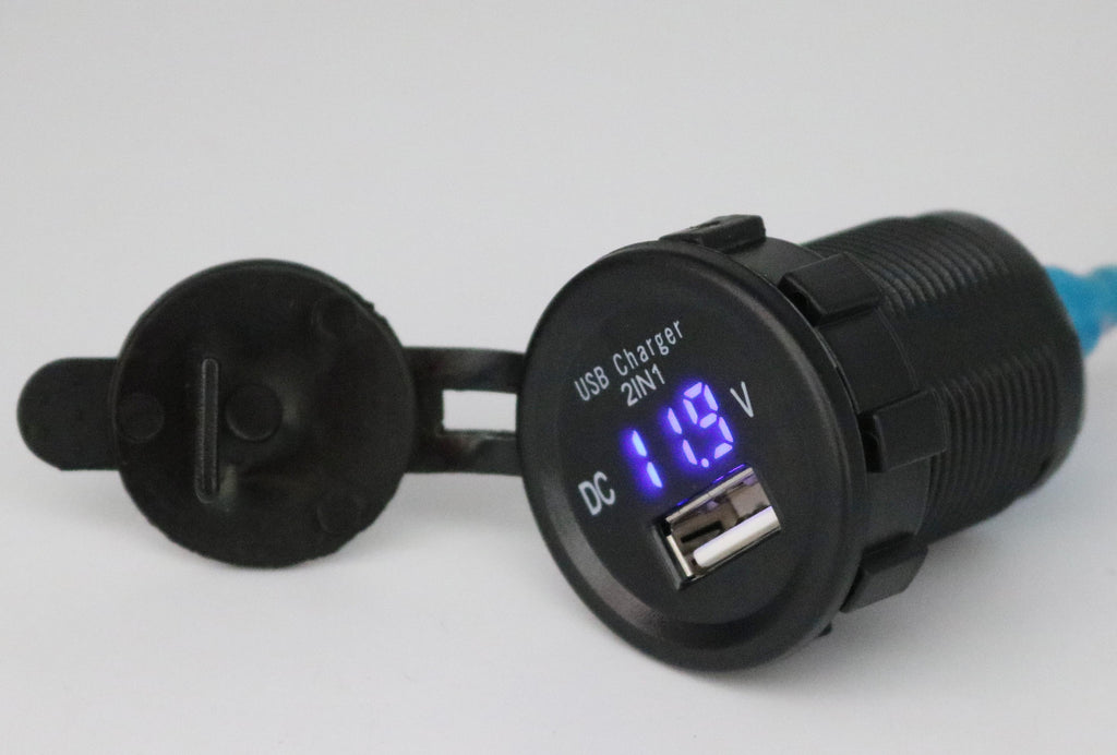 Single USB power socket with Voltmeter - Round - 4x4 And More