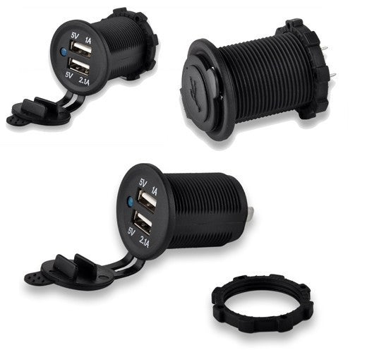 Dual USB power socket - ROUND - 4x4 And More